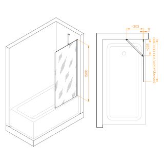 Шторка на ванну RGW SC-150B 351115009-14 90см чёрный